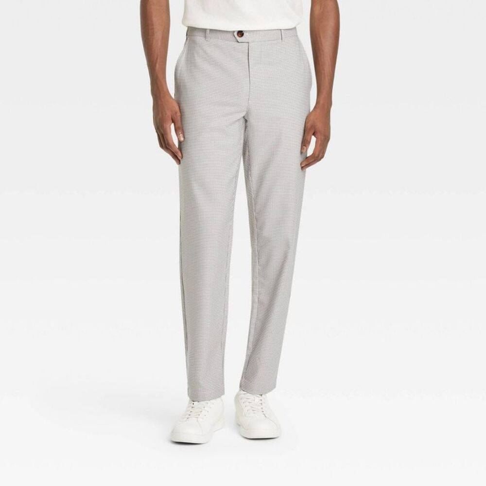 Houston White Adult Houndstooth Straight Leg Trousers - Gray XXL